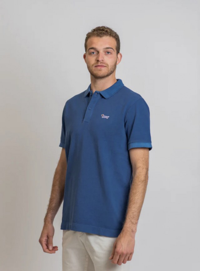 Polo vintage algodón orgánico Azul