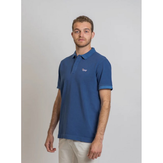 Polo vintage algodón orgánico Azul