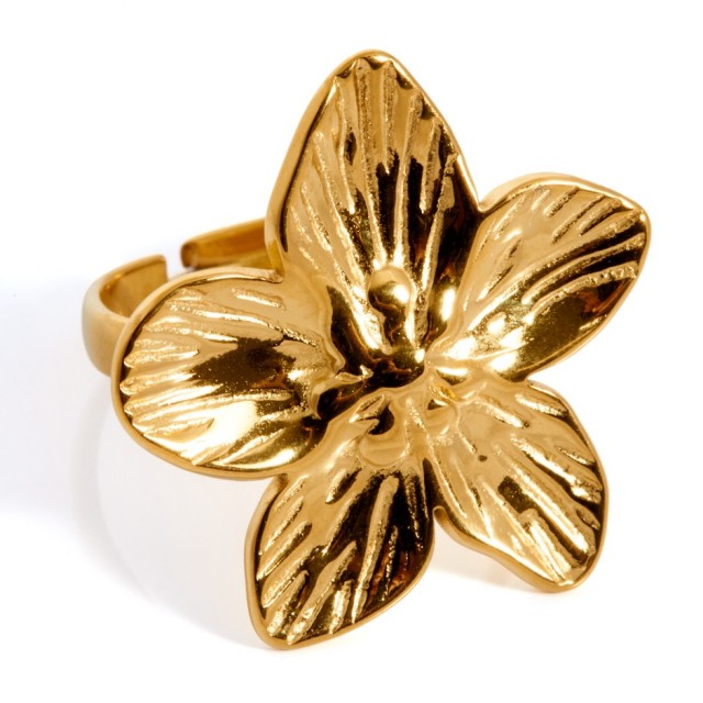 Anillo flor dorado