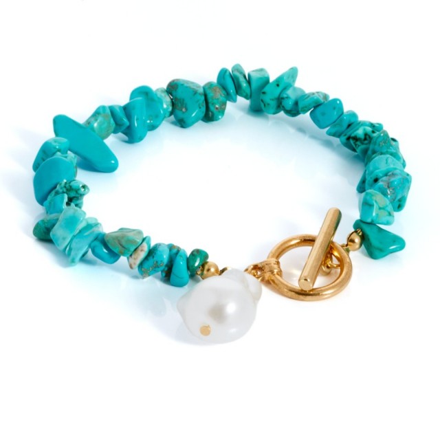 PULSERA PERLA Y TURQUESA