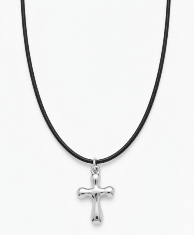 Collar cruz acero plata