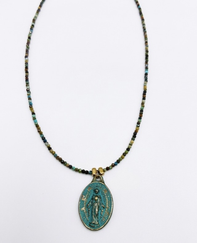 Medalla de La Milagrosa piedras Turmalina