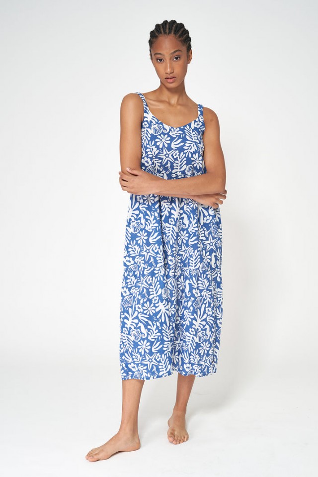 Vestido midi de tirantes estampado