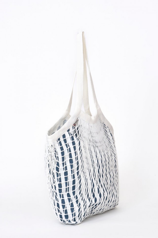 Bolsa rejilla algodón reciclado rayas