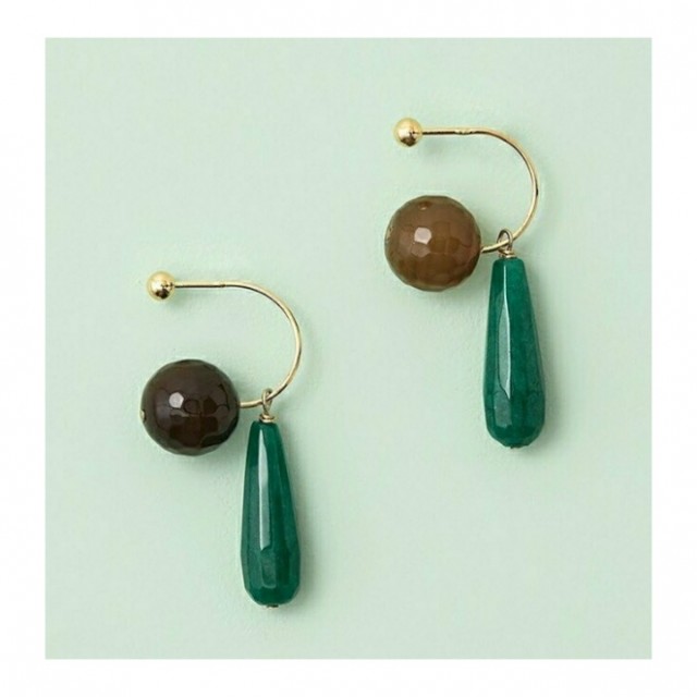 Pendientes piedras marrón y verde