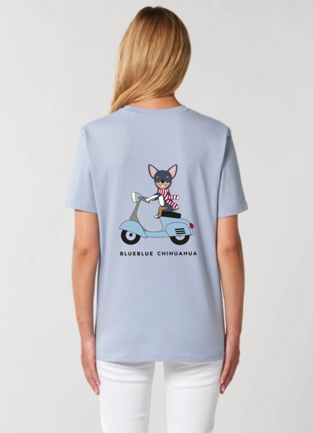 Camiseta Chihuahua moto azul