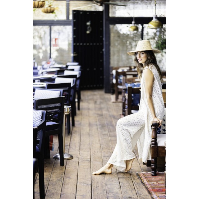 Pantalón Palazzo Crochet beige