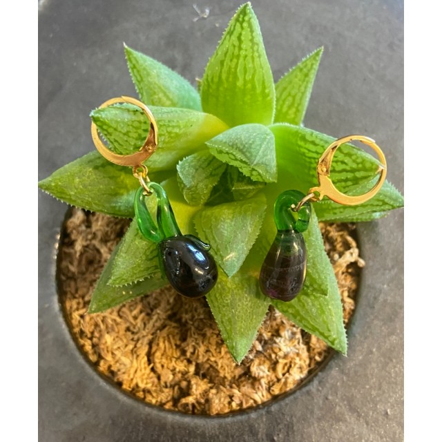 Pendientes cristal Berenjena