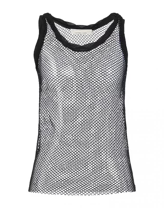 Camiseta sin mangas de red y georgette