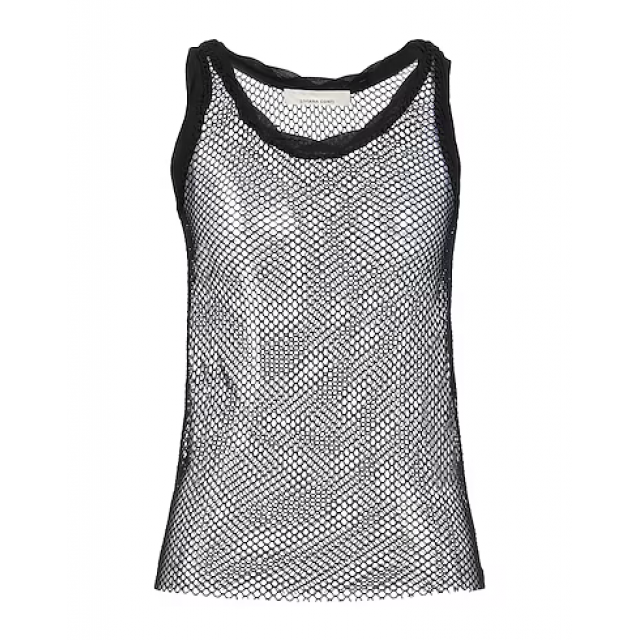 Camiseta sin mangas de red y georgette