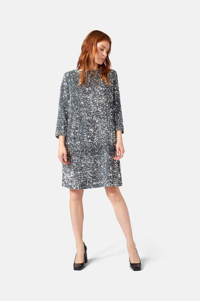 VESTIDO LENTEJUELAS PLATA