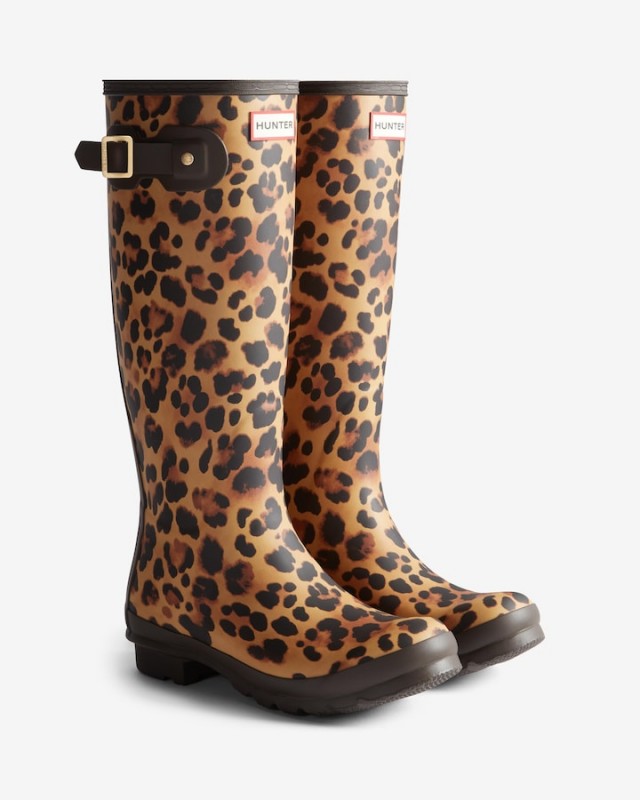 Botas de agua Hunter original tall leopard print