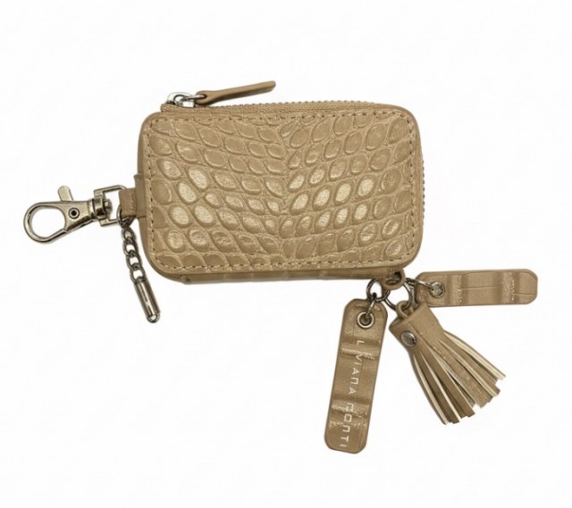 Llavero con monedero beige