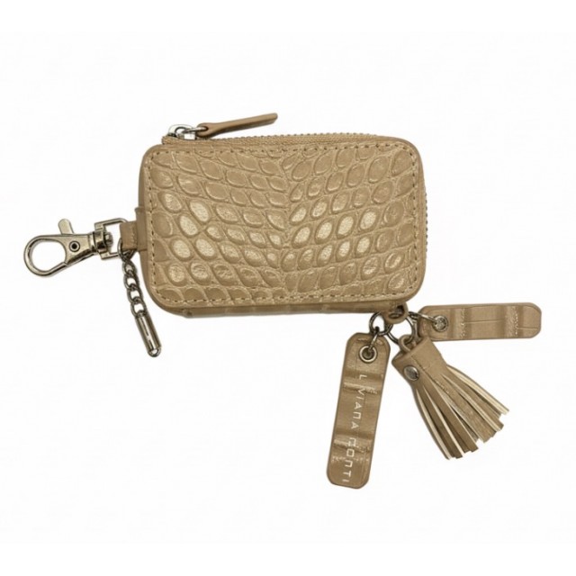 Llavero con monedero beige