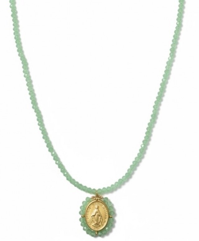 Collar medalla La Milagrosa aguamarina