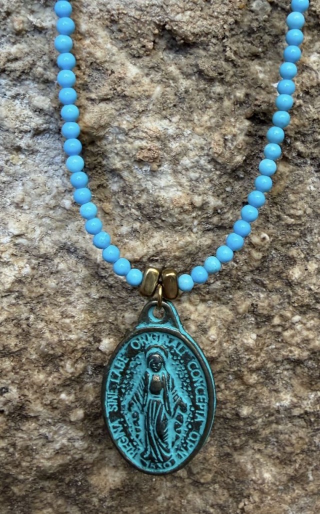 Medalla de La Milagrosa piedras Turquesa