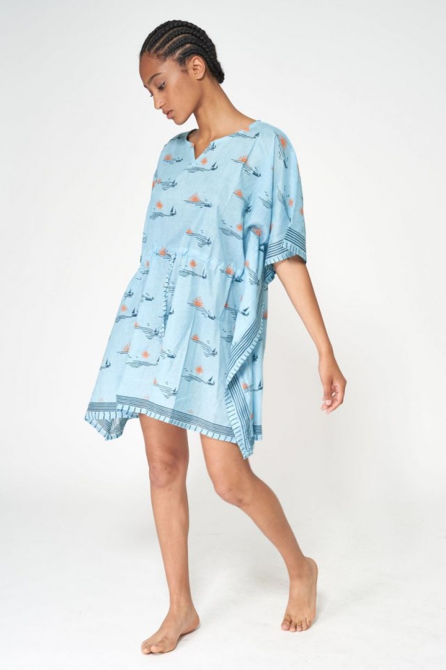 Poncho atardecer azul