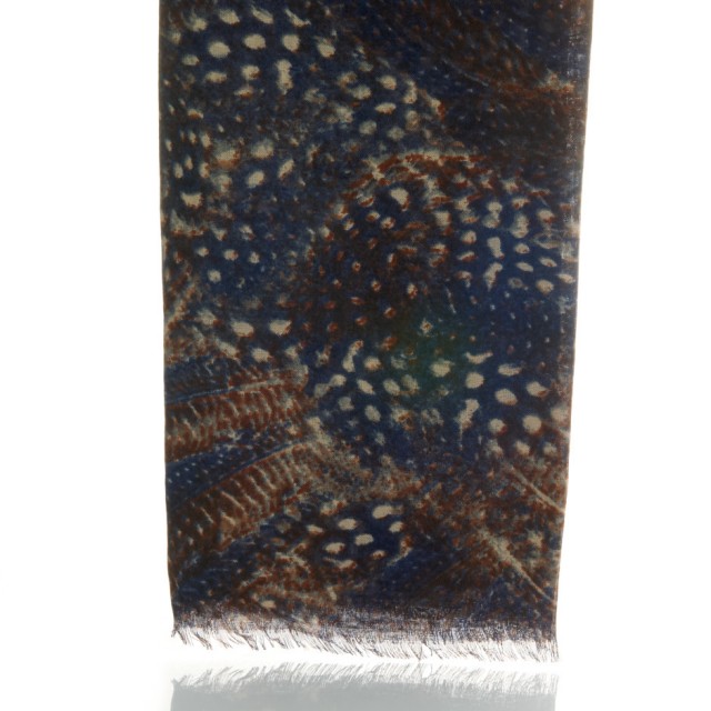 Pañuelo estampado azul y marrón