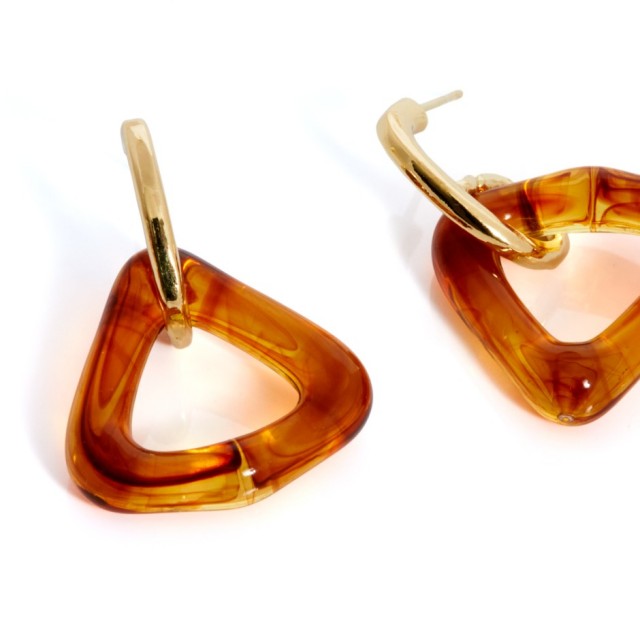 Pendiente aro tri marrón