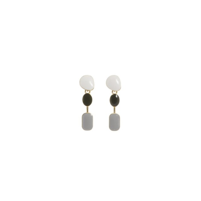 Pendiente esmaltado triple beige