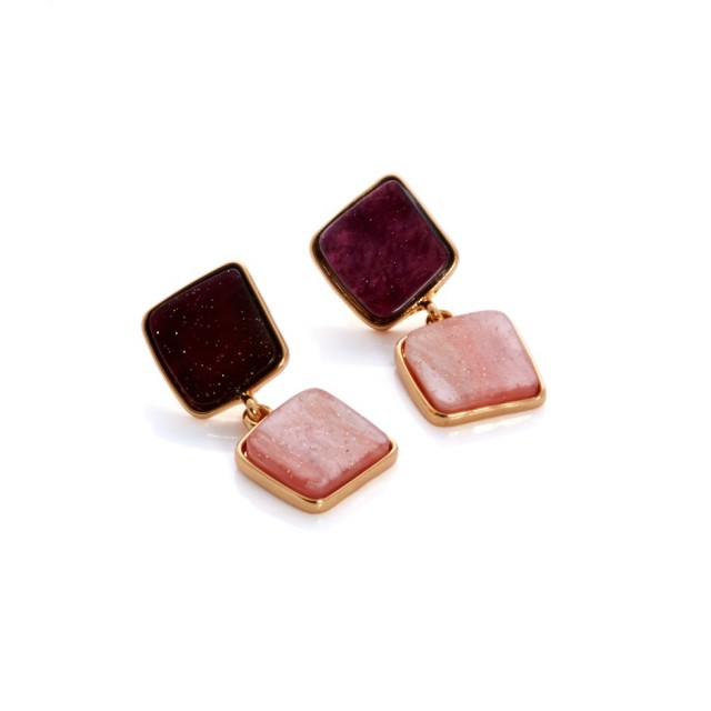 Pendiente long duo fucsia