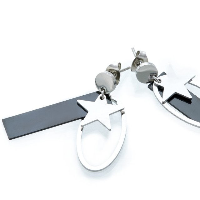 PENDIENTE LONG Y ESTRELLA PLATEADO