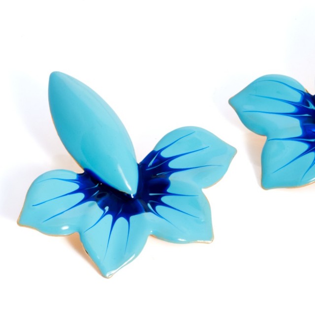 Pendiente Samos flor lis azul