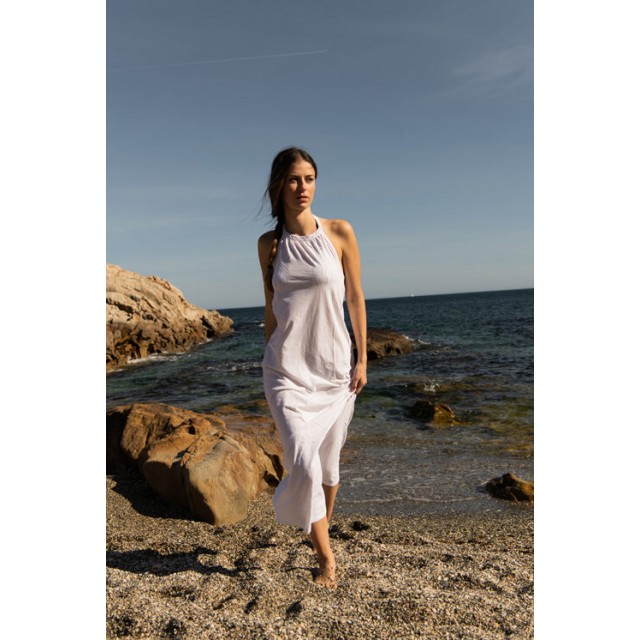 Vestido Largo Cuello Halter Blanco