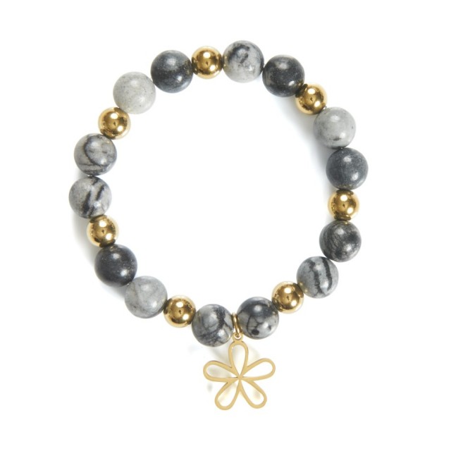 Pulsera bola gris flor