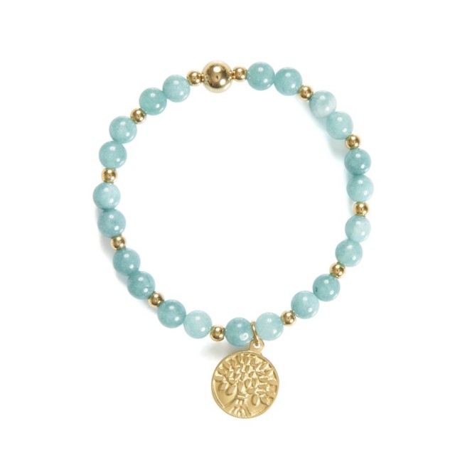 Pulsera bolitas azul árbol
