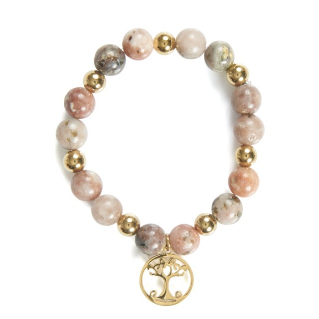 Pulsera bolitas rosa charm árbol
