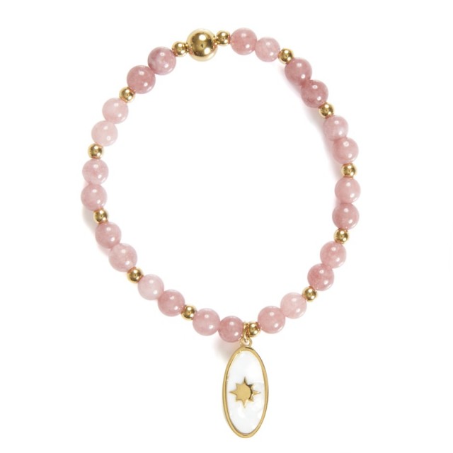 Pulsera bolitas rosa nácar