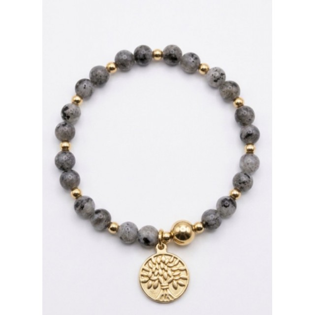 Pulsera bolitas gris árbol